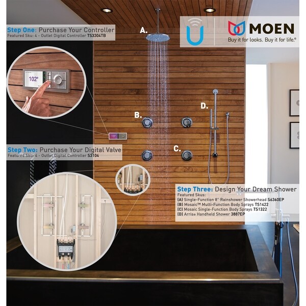 Home & Garden Moen S3104 U by Moen Digital Thermostatic Shower 4 Port